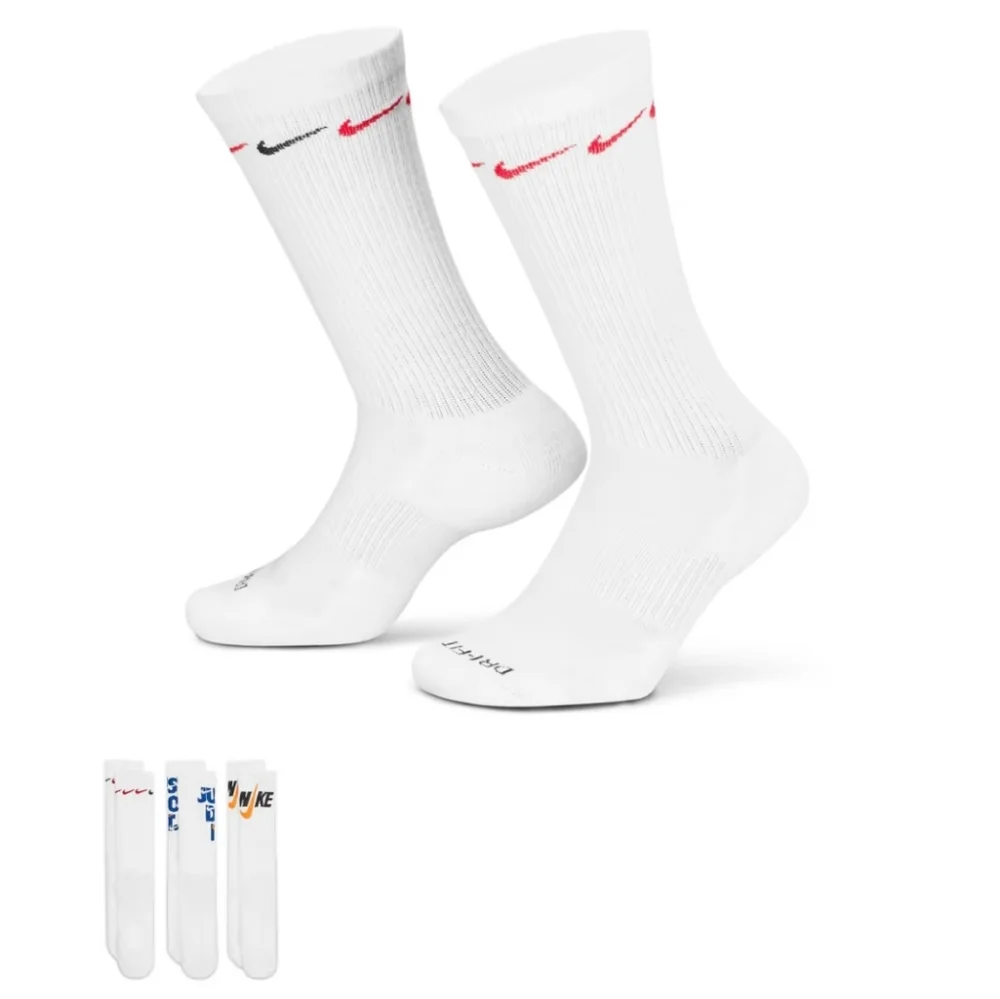 NWT Unisex Nike Everyday Plus Cushioned Dri-fit Crew Socks - Pack of 3 - Picture 2 of 6